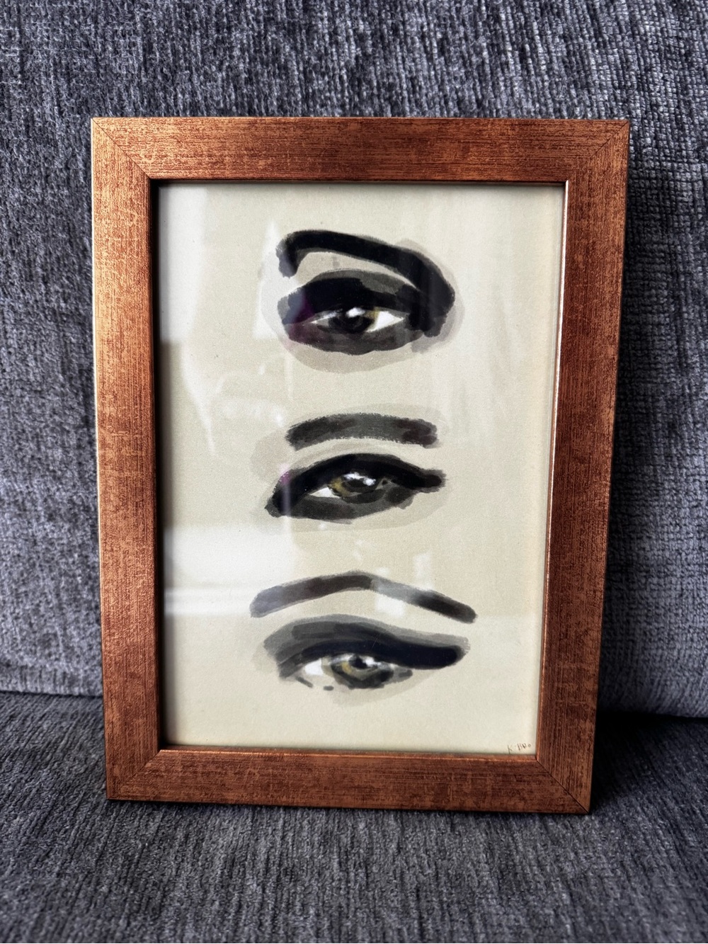 Three-Eye Watercolor Art Print in Copper-Tone Frame